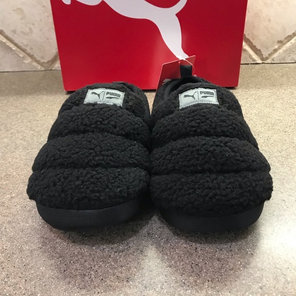 🆕 PUMA Select Men's Puma Scuff Sherpa Slippers, Puma Black/Dark Shadow - Picture 2 of 6